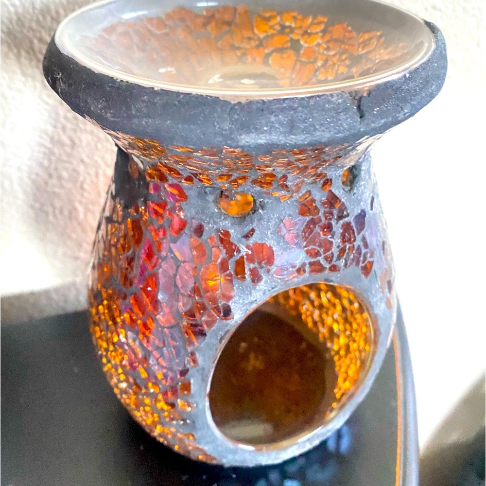 Crackled glass wax/oil warmer